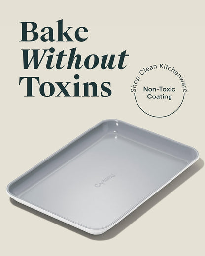 Caraway Nonstick Ceramic Small Baking Sheet Duo (9x13”) – Non-Toxic, PTFE & PFOA Free – Oven Safe – Aluminized Steel Core – Mini Sheet Pan for Baking, Roasting & More - White