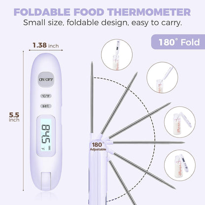 Meat Thermometer Digital - Instant Read Food Thermometer for Cooking Grilling Air Fryer Griddle Probe Kitchen Gadgets Essentials BBQ Grill Smoker Oil Fry Candy Turkey Instant Read Thermometer
