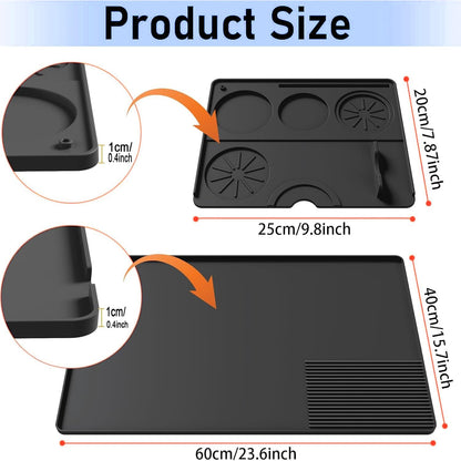 Silicone Coffee Mat with a removable tamper mat for Ninja Luxe Cafe Accessories,23.5"x15.7"Anti-Slip Heat-Resistant Coffee Bar Mat for Ninja Luxe Cafe Espresso Machine