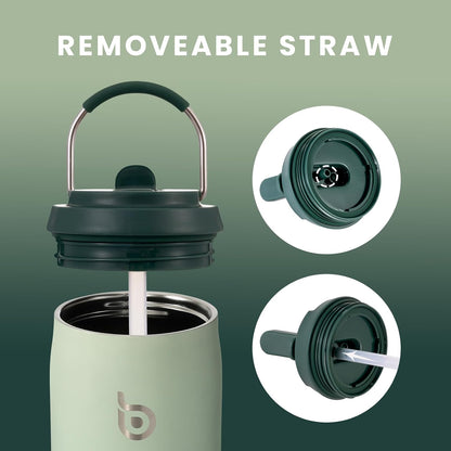 BOTTLE BOTTLE Stainless Steel Water Bottle with Straw and Lid, 32 oz Vacuum Insulated Flask Stay Cold for 24 Hrs Hot for 12 Hrs Leak-Proof Wide Mouth Sports Water Bottles for Men green