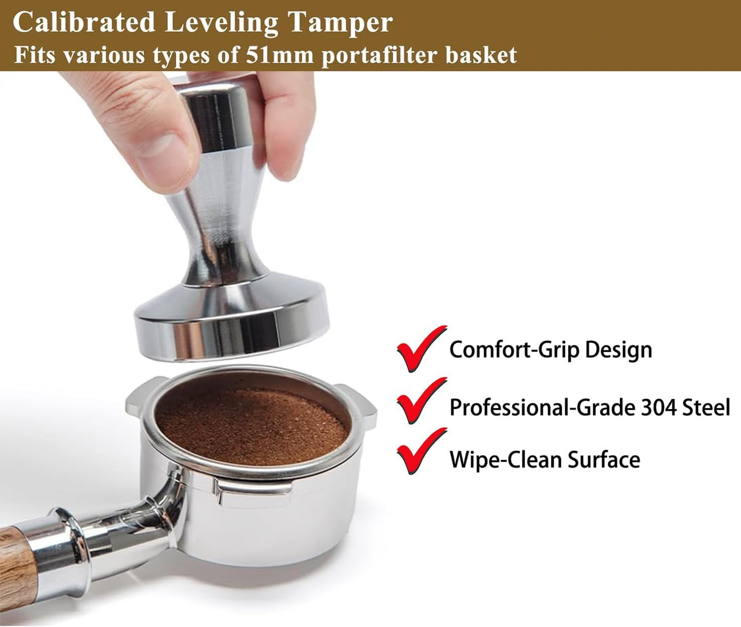 51mm Espresso Tamper Espresso Accessories Kit: Espresso Tamper Set, Coffee Tamper Espresso Tools Barista Tools | Espresso Kit Fits Espresso Coffee Machines of 51mm Portafilters