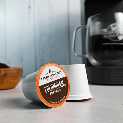 Fresh Roasted Coffee, Colombian, Medium Roast, 96 Pods for K Cup Brewers