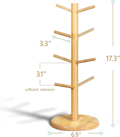 Lorbro Coffee Mug Tree with 8 Hooks, Mug Tree Stand, Wood Coffee Cup Holder, Countertop Mug Tree, Mug Stand Kitchen Organizer, Cafe Accessories Decor & Kitchen Organizer Storage Stand