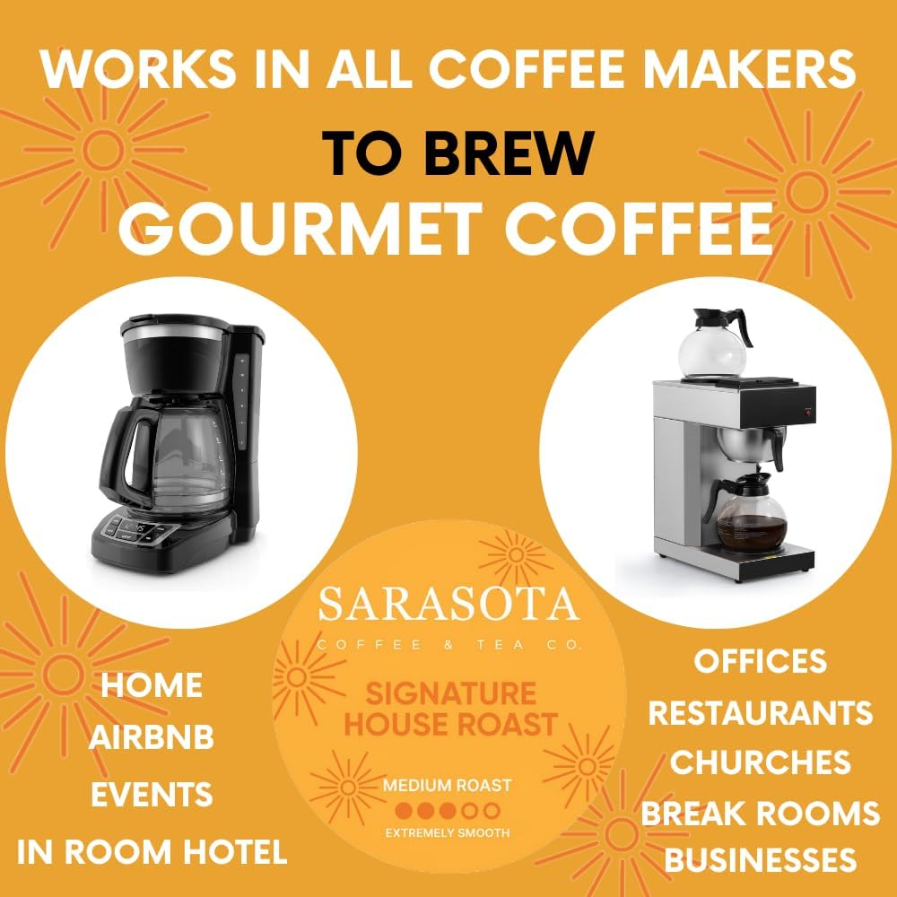 Sarasota Coffee Filter Packs | Medium Roast Breakfast Blend | Low Acid Pouches Gourmet Sampler Gift Set Ground Coffee in Filters | Bulk Individual Packets for 12 Cup Coffee Maker | 2 oz Bags, 12 Count