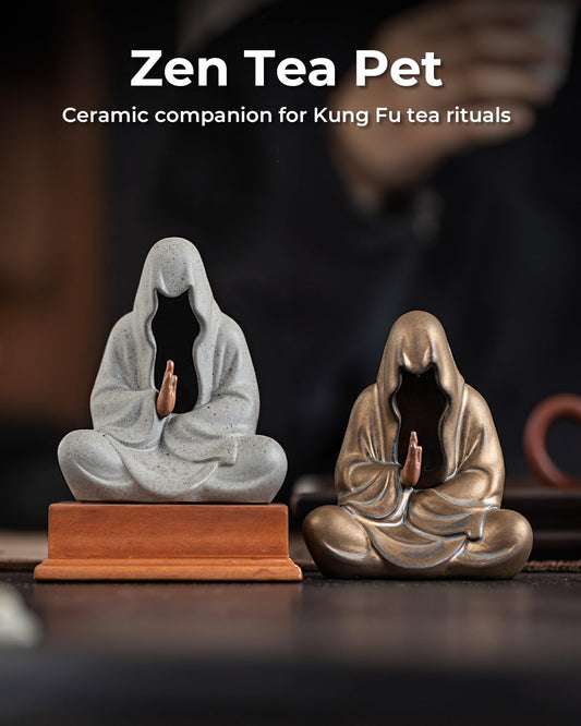 Ceramic Zen Figurine Faceless Tea Pet - Kung Fu Tea Set Accessories, Japanese Decor for Home, Asian Meditation Statue