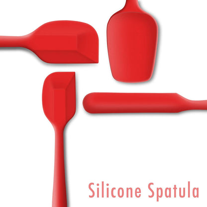 4 Piece Silicone Spatula Set, Flexible Heat Resistant Non-scratch Baking Cooking Rubber Spatulas with Stainless Steel Core, Red