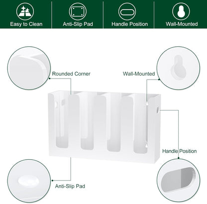 Disposable Coffee Cup Dispenser with Handles, Countertop or Wall Mount Hot/Cold Drink Cup and Lid Holder - Bathroom/Kitchen/Office Acrylic Cup Lid Storage Organizer (4 Compartments, White)