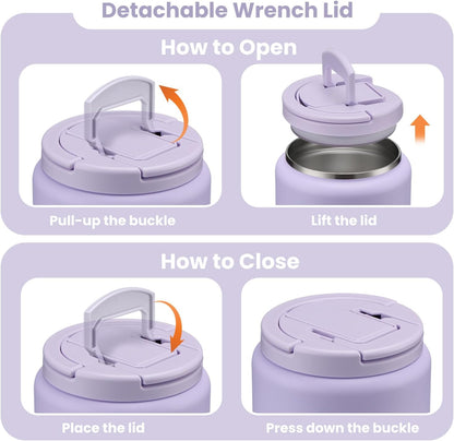 Soup Thermo for Hot Food Kids 13.5oz Lunch Containers with Buckle Lid Wide Mouth Hot Food Jar Vacuum Insulated Stainless Steel Bento Box Leakproof with Spoon(Purple)