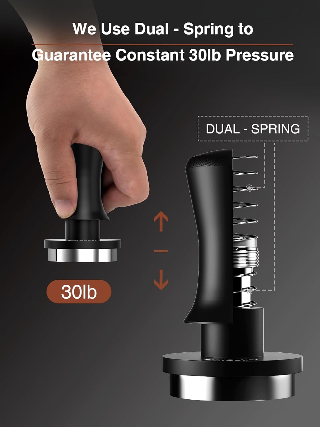 Espresso Tamper, 53mm Barista Coffee Tamper with Spring Loaded for Coffee Machine Portafilter,Stainless Steel