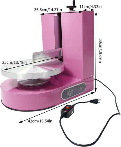 Cake Decorating Machine, Automatic Cake Cream Spreading Machine 200W for 4-12" Cakes, Cake Frosting Machine, 60-320rpm Rotating Speed, Turntable with Adjustable Scraper, LCD Display (Pink)