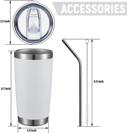 COMOOO 20oz Tumbler with Straw Stainless Steel Insulated Coffee Tumbler Cups Double Wall Vacuum Travel Coffee Mug with Splash Proof Sliding Lid for Hot Cold Drinks (Mix Color,4 Pack)