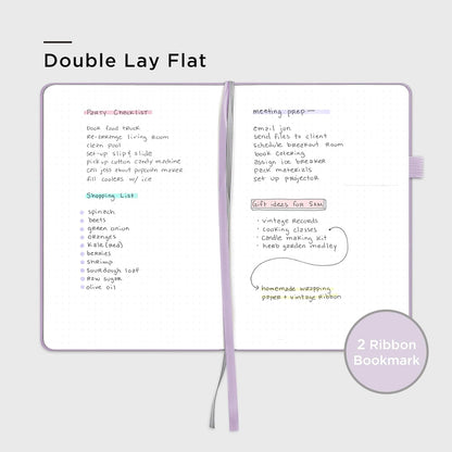 &And Per Se Dotted Journal Notebook for Women&Men with Pattern, A5 Leather Hardcover, 160 Pages 100GSM Thick Dotted Paper, 3 Sheets of Stickers Included(Lavender)