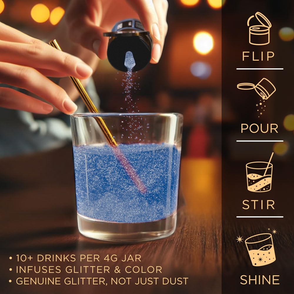 Brew Glitter Blue Edible Drink Glitter 1x 4g Jar for Cocktails, Beer, & Beverages