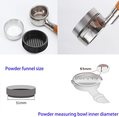 51mm Espresso Dosing Funnel & Silicone Mat, Magnetic Coffee Dosing Ring Aluminum Metal,Reusable Funnel and Silicone Mat Fits 51mm Bottomless Portafilter