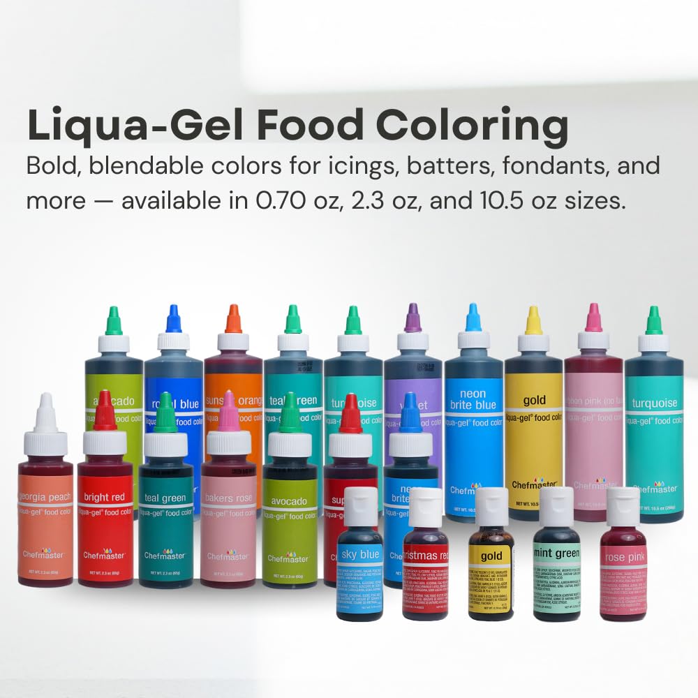 Chefmaster Forest Green Liqua-Gel® Food Coloring | Vibrant Color | Professional-Grade Dye for Icing, Frosting, Fondant | Baking & Decorating | Fade-Resistant | Easy-to-Use | Made in USA | 2.3 oz