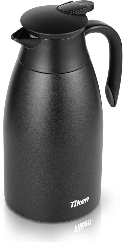 Tiken 68 Oz Thermal Coffee Carafe, Stainless Steel Insulated Vacuum Coffee Carafes For Keeping Hot, 2 Liter Beverage Dispenser (Starry Black)