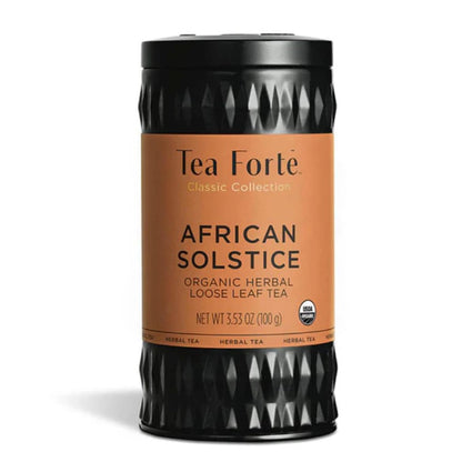 Tea Forte African Solstice Premium Organic Loose Leaf Caffeine-Free Herbal Tea Blend Canister, Makes 35-50 Cups, Tea Gifts for Mother's Day
