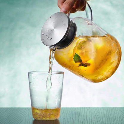 68oz Glass Pitcher with Lid and Handle - High Heat Resistance Glass Water Pitcher for Hot/Cold Water & Iced Tea (2.0L)
