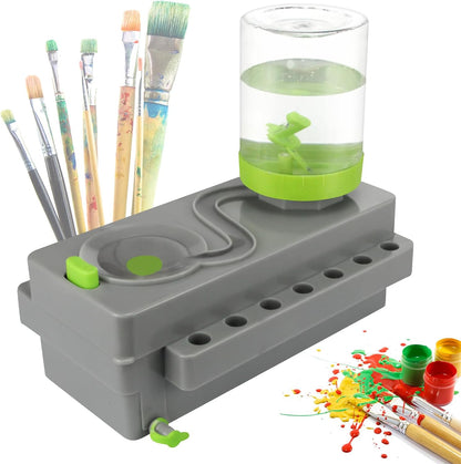 Brush Rinser Set Paint Cleaning Tools Makeup Brush Cleaner Machine, Paint Brush Cleaner Brush Rinser Running Water Circulation Paint Brush Cleaner (Grey Green)
