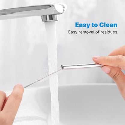 Metal Straw with Silicone Tip for 30oz Stanley Cup, 2 Pcs Stainless Steel Straws Replacement for Stanley 30 oz Adventure Quencher Travel Tumbler Cup, 1 Straw Brush (Cream Grey)