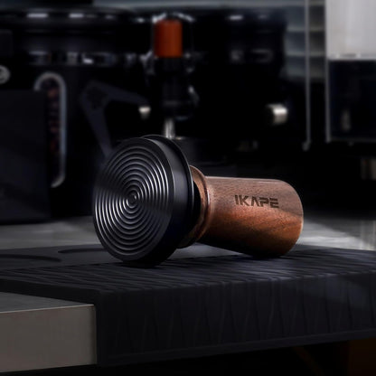 IKAPE 58.35mm Espresso Tamper, Spring-loaded Calibrated Tamper with Walnut Handle, Titanium Ripple Plating Base, Fits for Over 58mm Espresso Machine Bottomless Portafilter