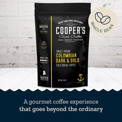 Cold Brew Coffee Colombian Reserve Single Origin Coarsely Whole Bean Coffee - 1 lb. Bag - Dark Roast