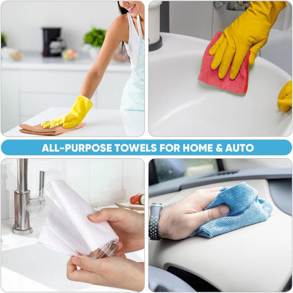 AIDEA Microfiber Cleaning Cloth Roll, 55 Sheets Shop Towels Washable, Microfiber Towels for Cars, Shop Rags Reusable Paper Towel for Automotive, Workshop, House, Kitchen, Cleaning Supplies11×9" Coffee