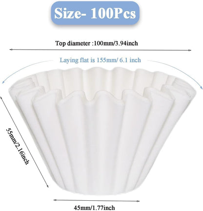 1-2 Cup White Coffee Filters, 100 Count Unbleached Basket Coffee Filter Paper for Miniature Mr Coffee, Small Coffee Maker, Single Serve Coffee Pot, Pour Over Coffee Kit