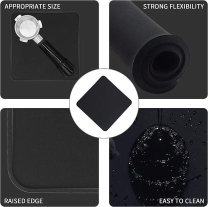 Coffee Tamper Mat for Portafilter - Silicone Tamping Pad -Espresso Machine Accessories (Black)