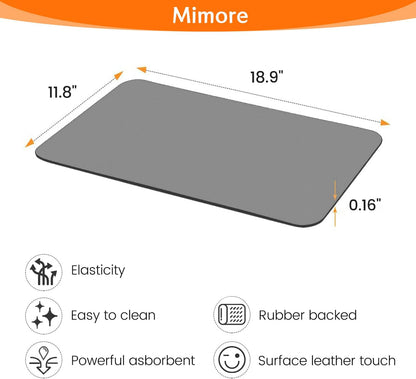 Mimore Coffee Mat - 12x19 Inch Countertop Mat - Absorbent, Hides Stains, Rubber Backed - Dish Drying Mat Fits Under Coffee Maker, Espresso Machine