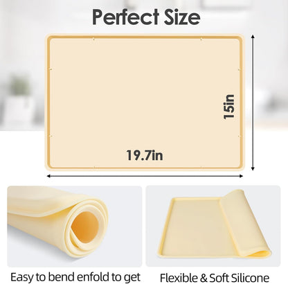 TOHONFOO Silicone Coffee Maker Mat with Lip, 19.7'' x 15'' Heavy Duty Coffee Maker Mat for Countertops, Coffee Tray Fit Under Coffee Machine Appliance Automatic Machines Espresso Accessory, Beige