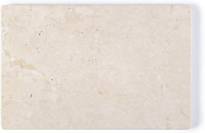 Koville Natural Travertine Marble Cutting Board for Kitchen Counter, 12" x 8" Real Stone Slab Marble Cheese Board for Home Decor, Stone Pastry Boards Bathroom Perfume Tray Candle Plate