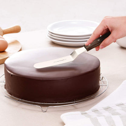 4 PCS Cake Decorating Icing Spatula set with 4, 6, 8 & 10 Inch Stainless Steel Blade, Wood Handle Frosting Spatulas and Cake Stripping Tool