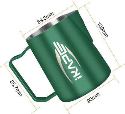 IKAPE Espresso Milk Pitcher, Espresso Steaming Pitcher with Sharp Spout for Espresso Barista Tool, 20.3 oz / 600ml Milk Frothing Jug (Green)