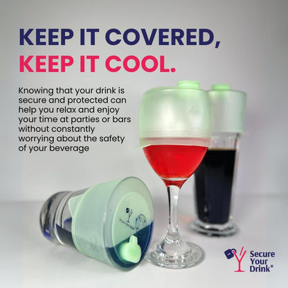 Multi-Use Silicone Anti Spiking Drink Cover Protector With Lift N’ Lock Sip System (1 Pack). Spiking, Spill and Contaminant Prevention. Fits Most Cups And Glasses, Straw Compatibility and Reusable.