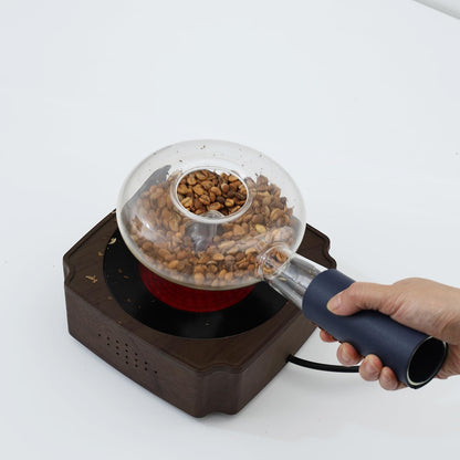 Portable glass coffee bean roaster - High borosilicate glass manual home coffee roasting kit, suitable for small batch roasting of nuts and coffee beans, stove-safe (50-80 grams capacity)
