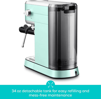 CASABREWS CM5418 Espresso Machine 20 Bar, Cappuccino Machine with Milk Frother Steam Wand, Stainless Steel Espresso Maker for Home, Espresso Coffee Machine with 34oz Removable Water Tank, Pastel Green
