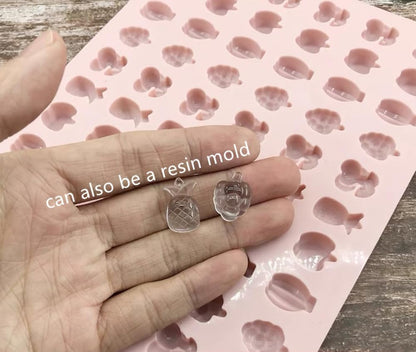 Mini Silicone Molds,120 Cups Chocolate Drops Mold,Fondant Cake Mold for Chocolate,Hard Candy,Biscuits,Cookie,Jelly,Sugarcraft,Homemade Treats and DIY Baking,2 Pack(66 Fruit & 54 Animal) Pink