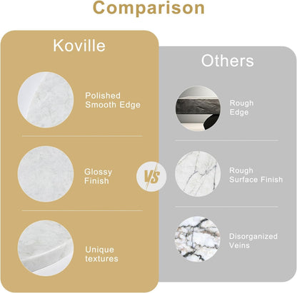Koville Lighe Gray Marble Stone Cutting Board, Non-Stick Dough Pastry and Cutting Boards for Kitchen Counter, 16" Marble Cheese Board for Baking, Charcuterie, Trivet, Round Serving Slab for Countertop