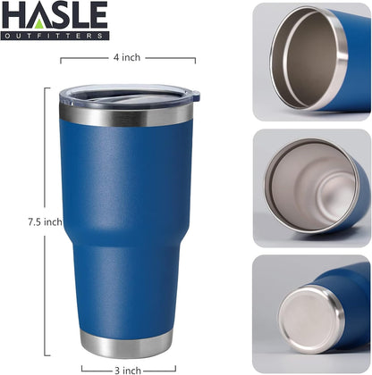 HASLE OUTFITTERS 30oz Stainless Steel Tumbler, Double Wall Vacuum Insulated Travel Mug Tumbler, Durable Insulated Coffee Mug, Gift Box Set (Dark Blue, 4)