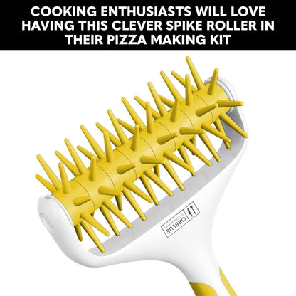 Orblue Pizza Dough Docker, Pastry Roller with Spikes, Pizza Docking Tool for Home & Commercial Kitchen - Pizza Making Accessories that Prevent Dough from Blistering, Yellow