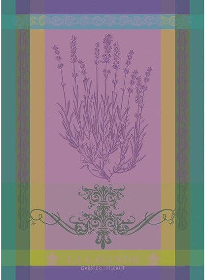 Garnier Thiebaut Lavande Mauve (Purple Lavender) French Kitchen Towel 22"x30", Cotton, Jacquard