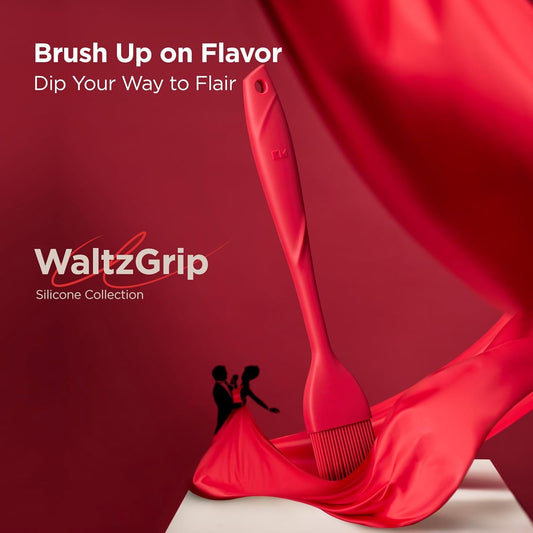 Kitchen Mama WaltzGrip Platinum Silicone Basting Pastry Brush: Set of 2 Heat-Resistant Brushes Utensils for Cooking, Baking, Grilling, Barbecue, and Spreading Oil, Butter, Egg - Dishwasher-Safe (Red)