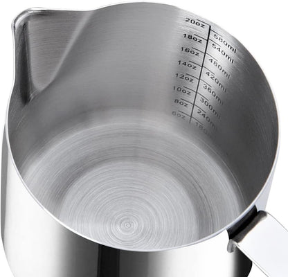 Stainless Steel Milk Frothing Pitcher Cappuccino Pitcher Pouring Jug Espresso Cup Creamer Cup for Latte Art, 20 Ounce (600 ML)