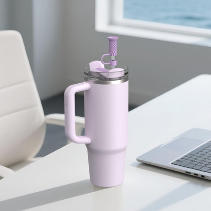 YOTIME Silicone Straw Covers Cap, 6 Pcs Reusable 0.39in/10mm Suction Cup Straw Toppers for Stanley Cup 40 30 oz, Purple