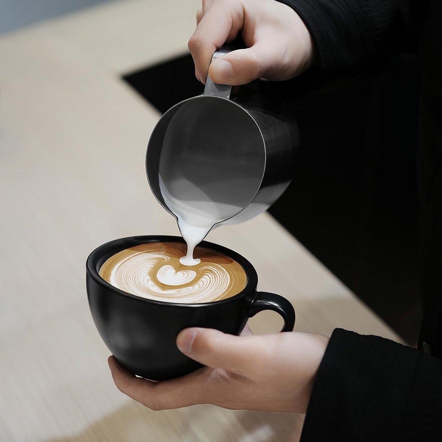 MHW-3BOMBER Milk Frothing Pitcher - 20oz/600ml Milk Frother Cup with U-Shaped Spout - SUS 304 Steaming Pitcher - Cappuccino Latte Art Cup for Barista - Quadrilateral Body - P5184-OS