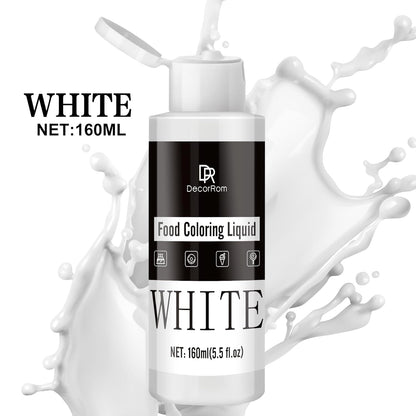Food Coloring - Vibrant Liquid Icing Food Coloring Set for Baking, Cake Decorating, Easter Egg, Airbrush - Tasteless Food Color Dye for Fondant, Slime, DIY Crafts - 5.5 Fl.oz / 160ml Each (White)