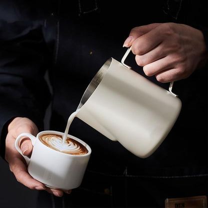 Milk Frothing Pitcher, Milk Frothing Pitcher Used by Professional Baristas to Make Latte, Cappuccino and Espresso, 350ml (12oz Silver)