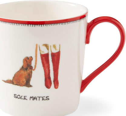 Spode Kit Kemp 12oz Doodle Mug | Sole Mates- Unique Doodle Pattern | Fine China | Dishwasher Safe | For Coffee and Tea | Ideal Celebration Gift | Home or Office Use
