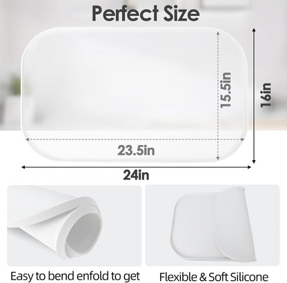 Silicone Coffee Maker Mat with Lip, 24'' x 16'' Heavy Duty Coffee Maker Mat for Countertops, Coffee Tray Fit Under Coffee Machine Appliance Automatic Machines Espresso Accessory, Translucent